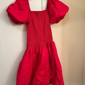 Red Puff Sleeve Dress